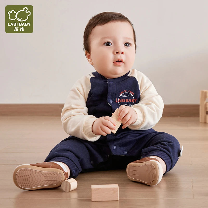 The Perfect Autumn Romper for Your Little One: Labi Baby's Baseball Pattern Sports Jumpsuit