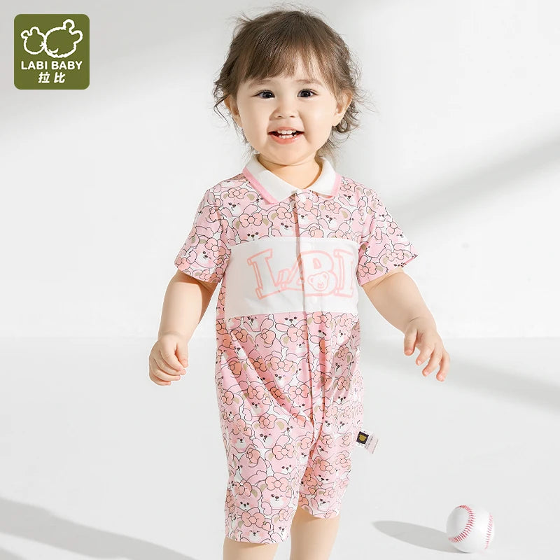 The Perfect Summer Bodysuit for Your Newborn: The Adorable Cartoon Bear Print Jumpsuit