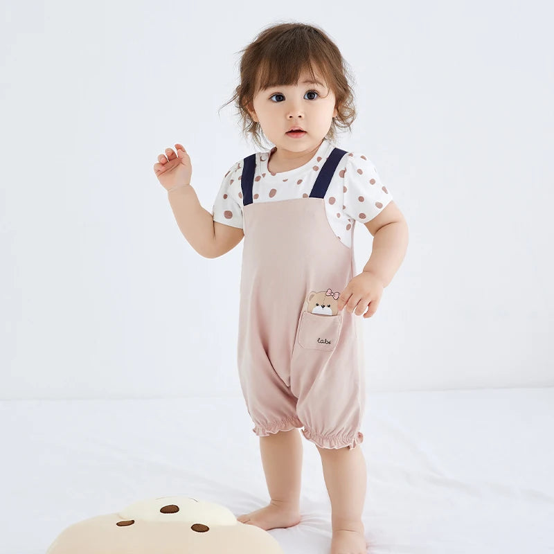 Comfort and Cuteness: Labi Baby Polka Dot Bear Romper for Little Ones